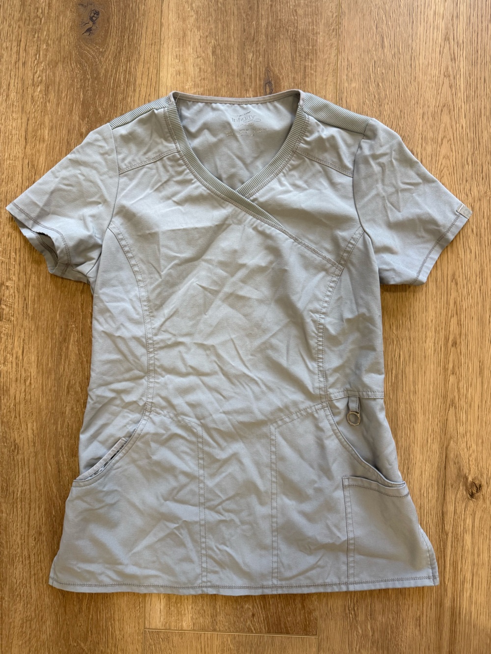 Women’s Light Gray Drawstring Scrub Set - Picture 2 of 6